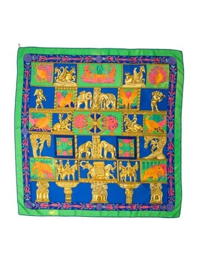 Pre-owned Hermes Torana Silk Scarf In Blue