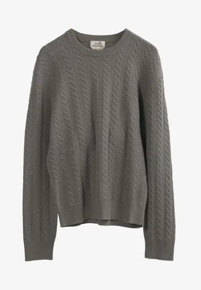 Hermes Torsades Et H Fantome Cashmere Sweater In Gray