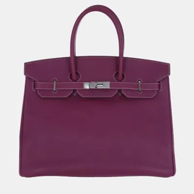 Pre-owned Hermes Tosca & Rose Tyrien Epsom Candy Birkin 35 Bag In Purple