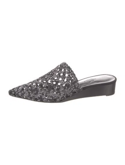 Pre-owned Hermes Toscane Tressee Astrologie Patterned Mules In Black