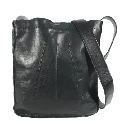 Pre-owned Hermes Toudou Black Leather Pochette Shoulder Bag ()