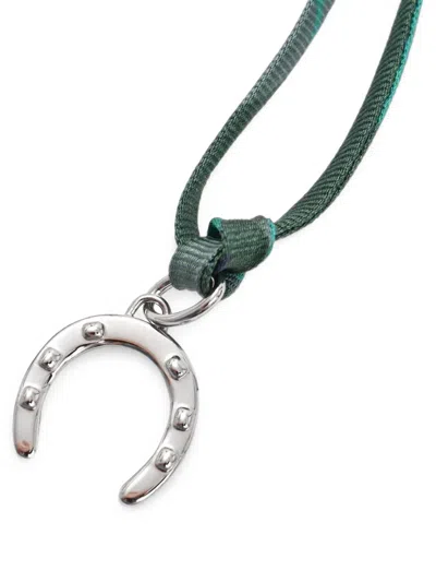 Pre-owned Hermes Tourbillon Horseshoe Pendant Necklace In Silver