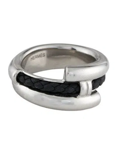 Pre-owned Hermes Tournis Tresse Band Ring In Multi