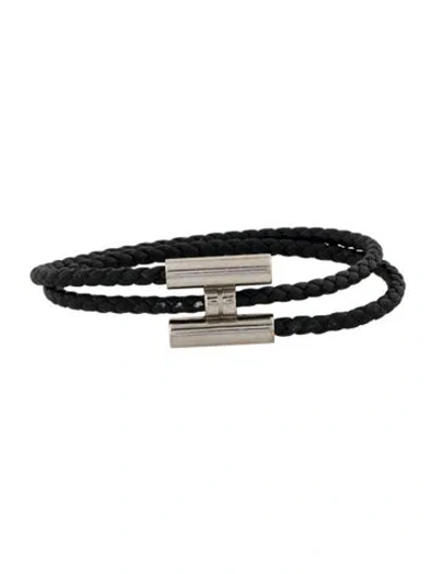 Pre-owned Hermes Tournis Tresse Bracelet In Black
