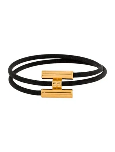 Pre-owned Hermes Tournis Tresse Bracelet In Black