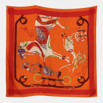 Pre-owned Hermes "tout En Carre" Printed Scarf In Multi