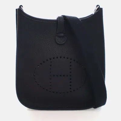 Pre-owned Hermes Tpm 16 Black Clemence Evelyne Bag