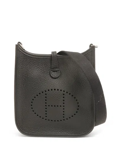 Pre-owned Hermes Tpm Evelyne Calfskin Shoulder Bag In Black