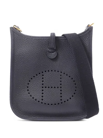 Pre-owned Hermes Tpm Evelyne Calfskin Shoulder Bag In Black