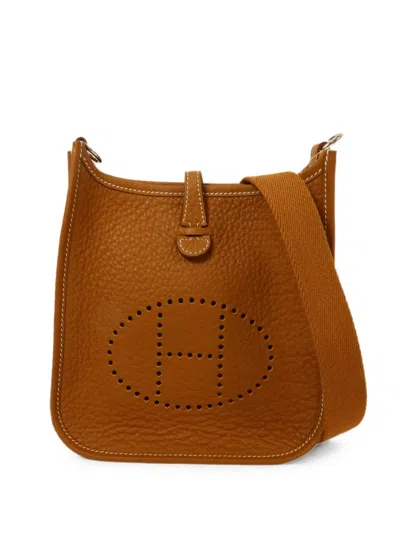 Pre-owned Hermes Tpm Evelyne Calfskin Shoulder Bag In Brown