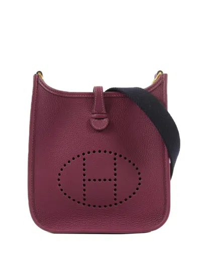 Pre-owned Hermes Tpm Evelyne Clemence Leather Shoulder Bag In Purple