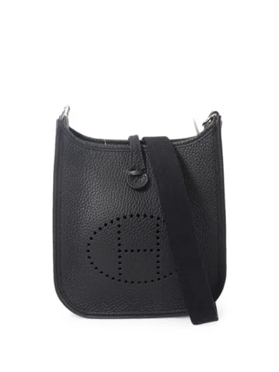 Pre-owned Hermes Tpm Evelyne Leather Shoulder Bag In Black
