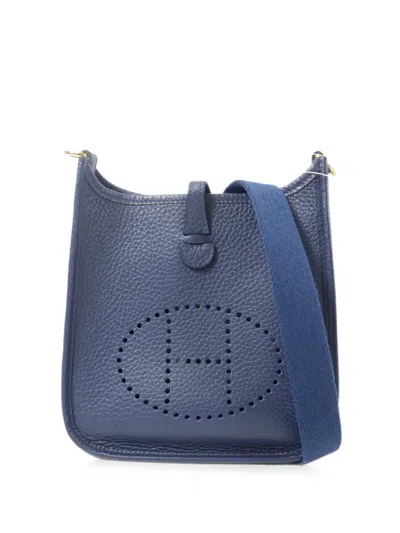 Hermes Tpm Evelyne Leather Shoulder Bag In Blue