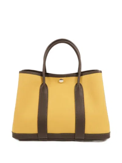 Pre-owned Hermes Tpm Garden Party Toile H Tote Bag In Yellow