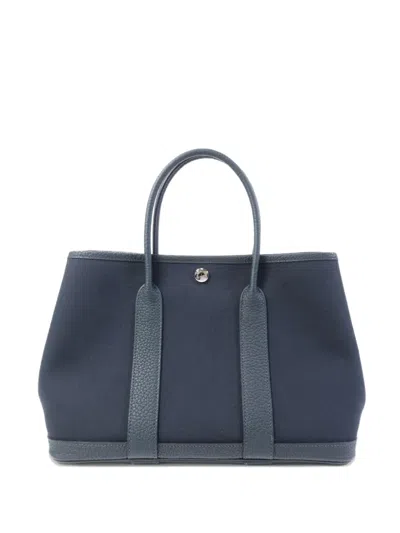 Pre-owned Hermes Tpm Garden Party Tote Bag In Blue