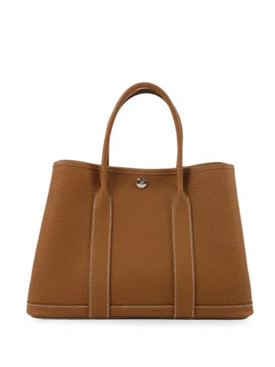 Pre-owned Hermes Tpm Garden Party Tote Bag In Brown