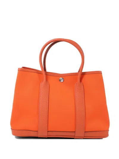 Pre-owned Hermes Tpm Garden Party Tote Bag In Orange
