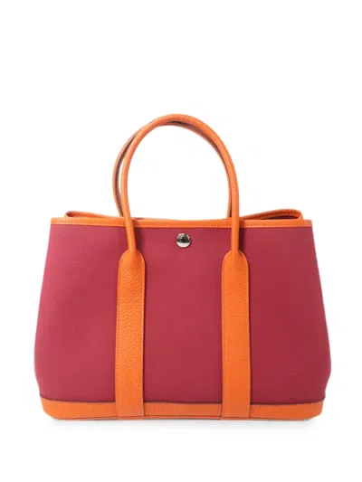 Pre-owned Hermes Tpm Garden Party Tote Bag In Red
