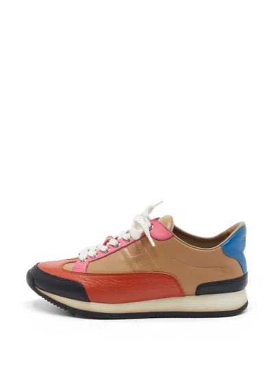 Pre-owned Hermes Trail Panelled Sneakers In Neutral