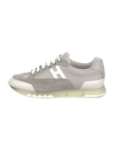 Pre-owned Hermes Trail Sneakers In Gray