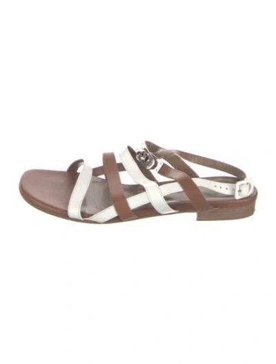 Pre-owned Hermes Transat Leather Sandals In Brown