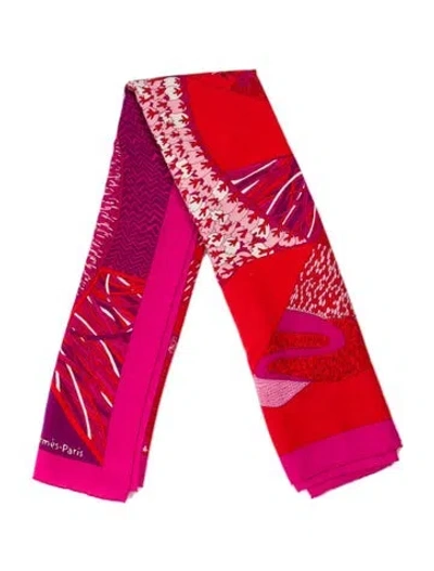 Pre-owned Hermes Á Travers Champs Cashmere Shawl In Pink