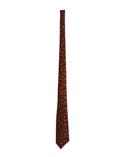 Hermes Hermès Trees Printed Tie (authentic Pre-loved) In Brown