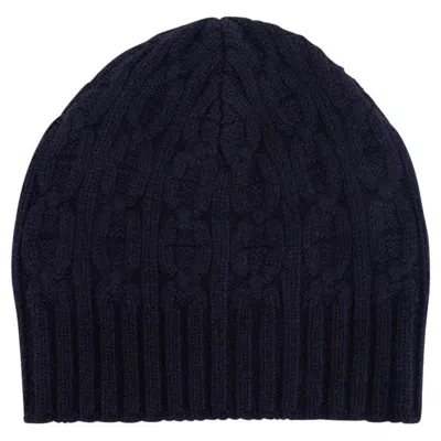 Pre-owned Hermes Tri Maillon Beanie Cap Marine Cashmere M In Black