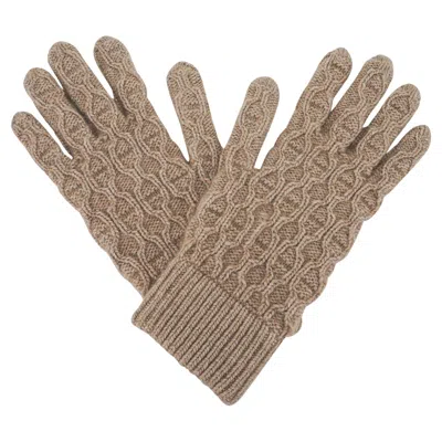 Pre-owned Hermes Tri Maillon Gloves Beige Cashmere M In Brown
