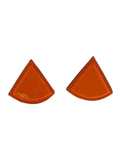 Pre-owned Hermes Triangle Clip-on Earrings In Orange