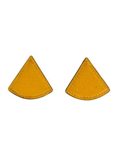 Pre-owned Hermes Triangle Leather Clip-on Earrings In Multi