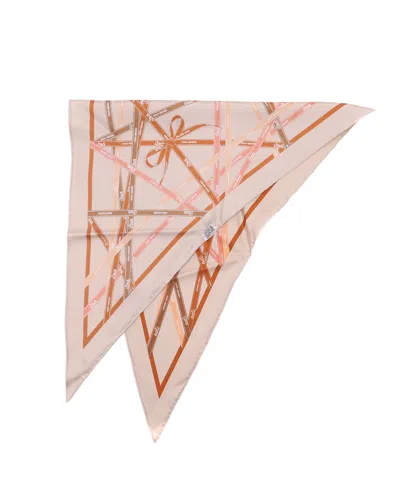 Pre-owned Hermes Hermès Triangle Ribbon Silk Scarf In Multi