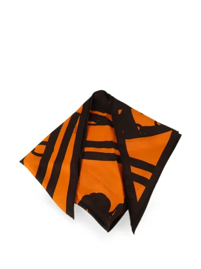 Pre-owned Hermes Triangle Scarf In Orange