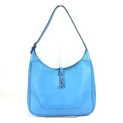 Pre-owned Hermes Trim Blue Leather Shoulder Bag Tote Bag ()