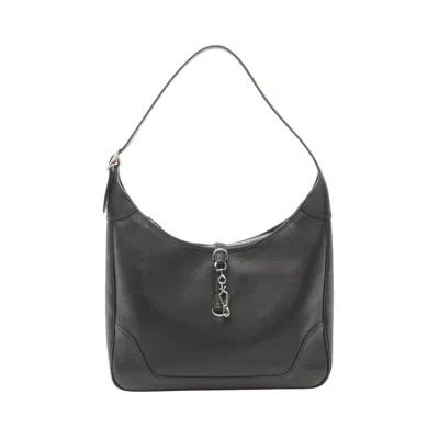 Pre-owned Hermes Trim Leather Shoulder Bag () In Black