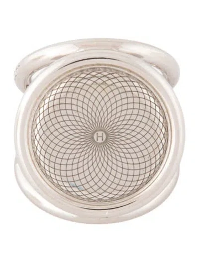 Pre-owned Hermes Trio Rosage Scarf Ring In Silver