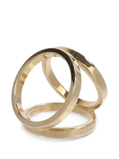 Pre-owned Hermes Trio Scarf Ring In Gold