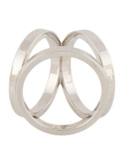 Pre-owned Hermes Trio Scarf Ring In Silver