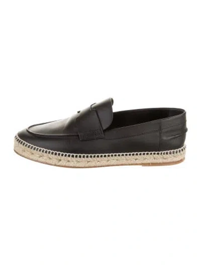 Pre-owned Hermes Trip Calfskin Espadrilles In Black