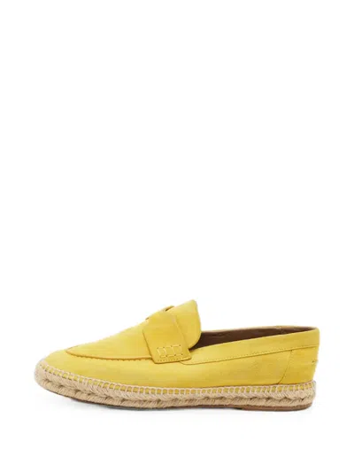 Pre-owned Hermes Trip Strap Espadrilles In Yellow