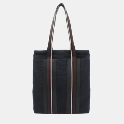 Pre-owned Hermes Troca Vertical Gm Black Canvas Leather Shoulder Bag