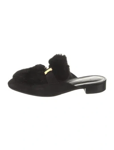Pre-owned Hermes Trocadero H Logo Mules In Black