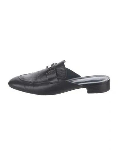 Pre-owned Hermes Trocadero H Logo Mules In Black