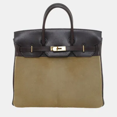Pre-owned Hermes Troika Birkin Hac 32 Bag In Sand