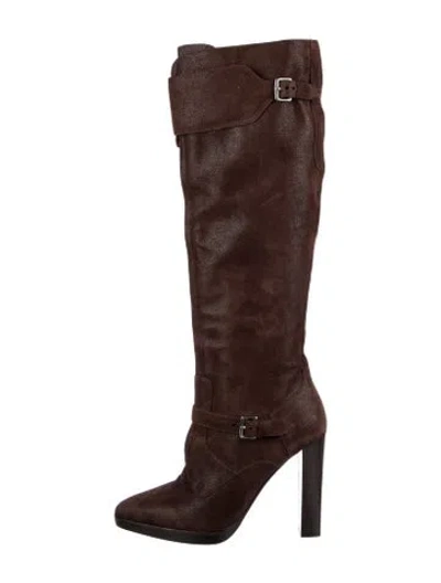 Pre-owned Hermes Trophee Suede Boots In Brown