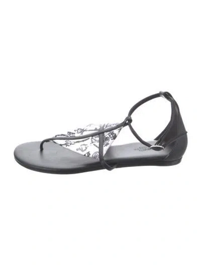 Pre-owned Hermes T-strap Sandals In Black