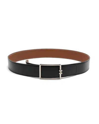 Pre-owned Hermes Hermès Tube H Belt, Size 80 In Black