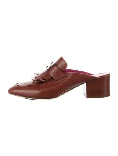 Pre-owned Hermes Tuileries Leather Mules In Brown