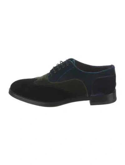 Pre-owned Hermes Tulum Velvet Oxfords In Black