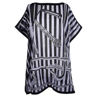 Pre-owned Hermes Tunique De Plage Cannes Et Cannes Black / White Bather Cover Tunic
